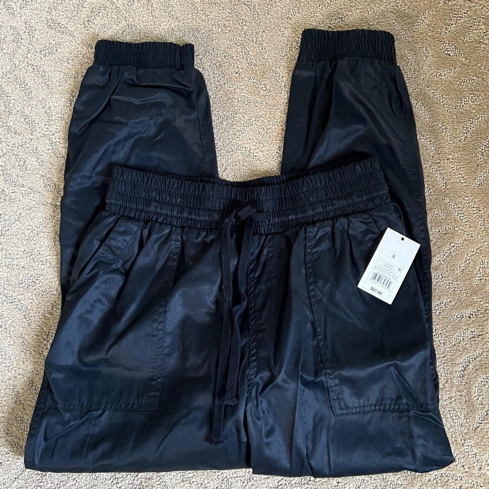 Black Linen Like Joggers